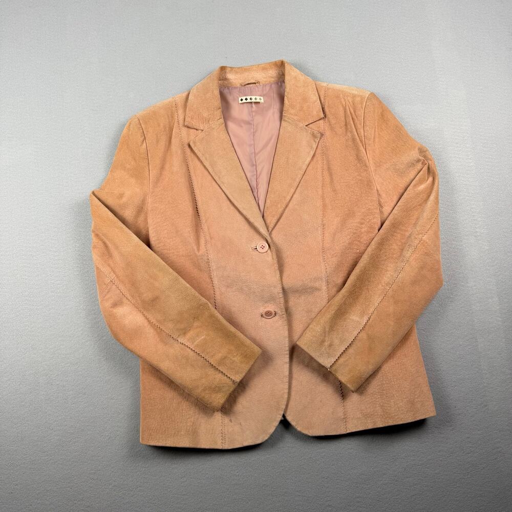 Five Diamonds 100% Leather Suede Blazer Jacket Pink L Boho Western